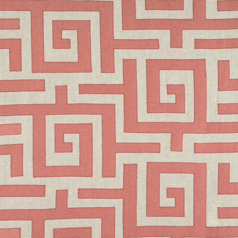 W713223 Thibaut Coral on Natural Fabric