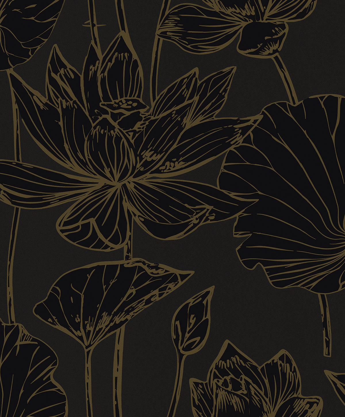 WH40700 Seabrook Designs Piano Wallpaper Viola Floral Espresso & Metallic Bronze