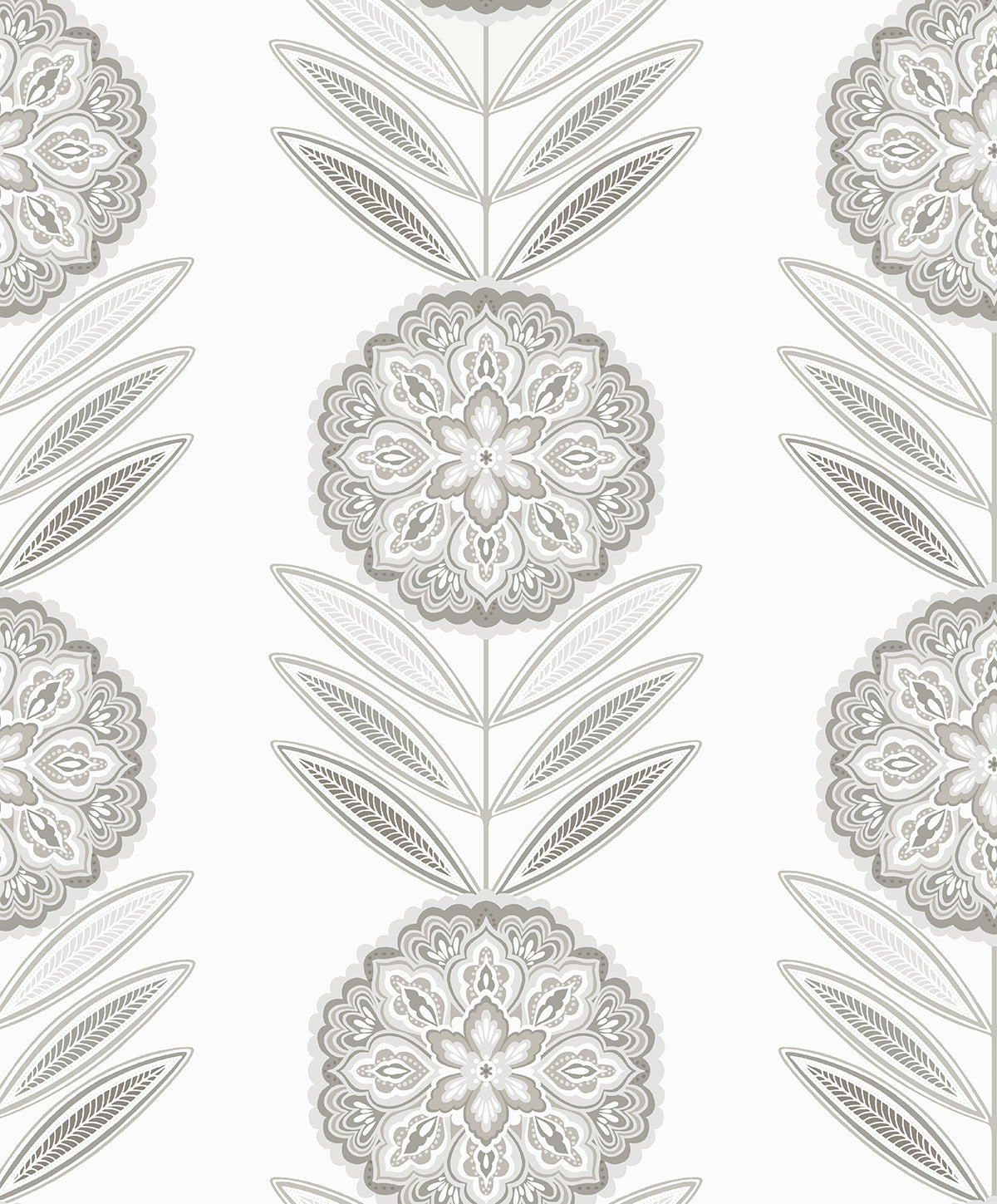 WH41108 Seabrook Designs Piano Wallpaper Belle Floral Stripe Smoke