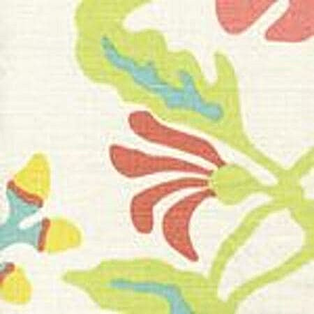 AC804-21 POTALLA Aqua Lime Yellow on Tint Quadrille Fabric