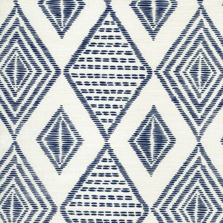 AC850-09 SAFARI EMBROIDERY New Navy on Tint Quadrille Fabric