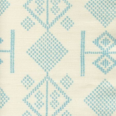 AC890-03 VACANCES Turquoise on Tint Quadrille Fabric
