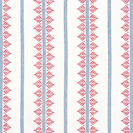 AF15105 FERN STRIPE Red and Blue Anna French Fabric