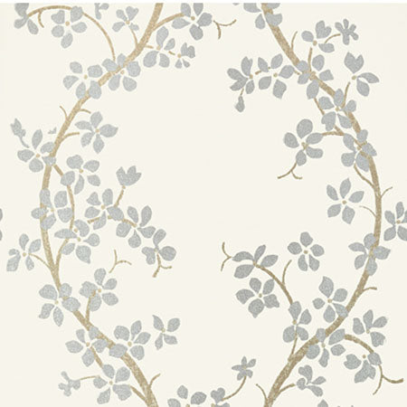 AT6153 ST. ALBANS GROVE Silver On Cream Anna French Wallpaper