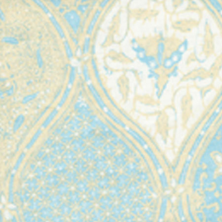 6630CU-01 BALINESE BATIK New Blue Cream on White Quadrille Fabric