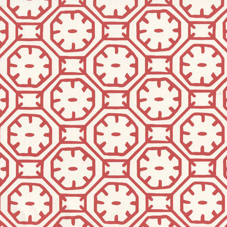 8150WP-09 CEYLON BATIK Red On Almost White Quadrille Wallpaper