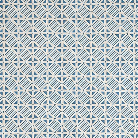 F916224 PLAZA Blue on Natural Thibaut Fabric