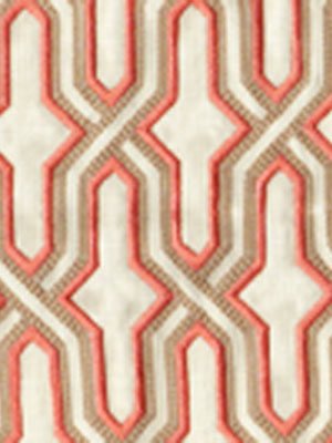 6300EM-20 GORRIVAN FRETWORK Salmon Taupe Custom Only Quadrille Fabric