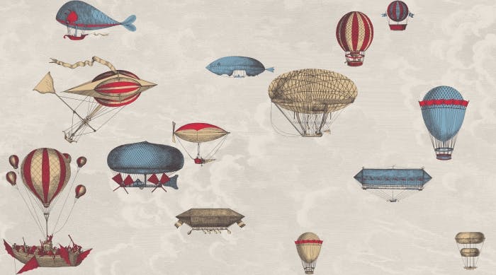 114/10020-CS MACCHINE VOLANTI Stone Rouge Blue Cole & Son Wallpaper