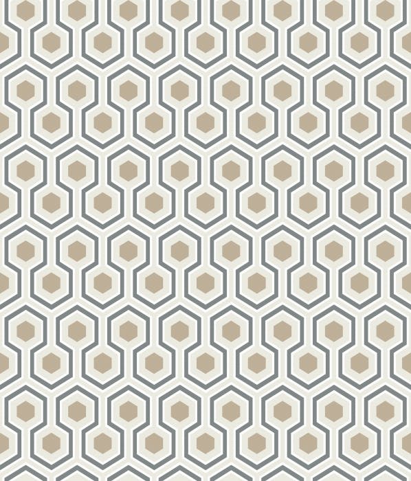 95/3016-CS HICKS HEXAGON Gilver Wt Bk Cole & Son Wallpaper