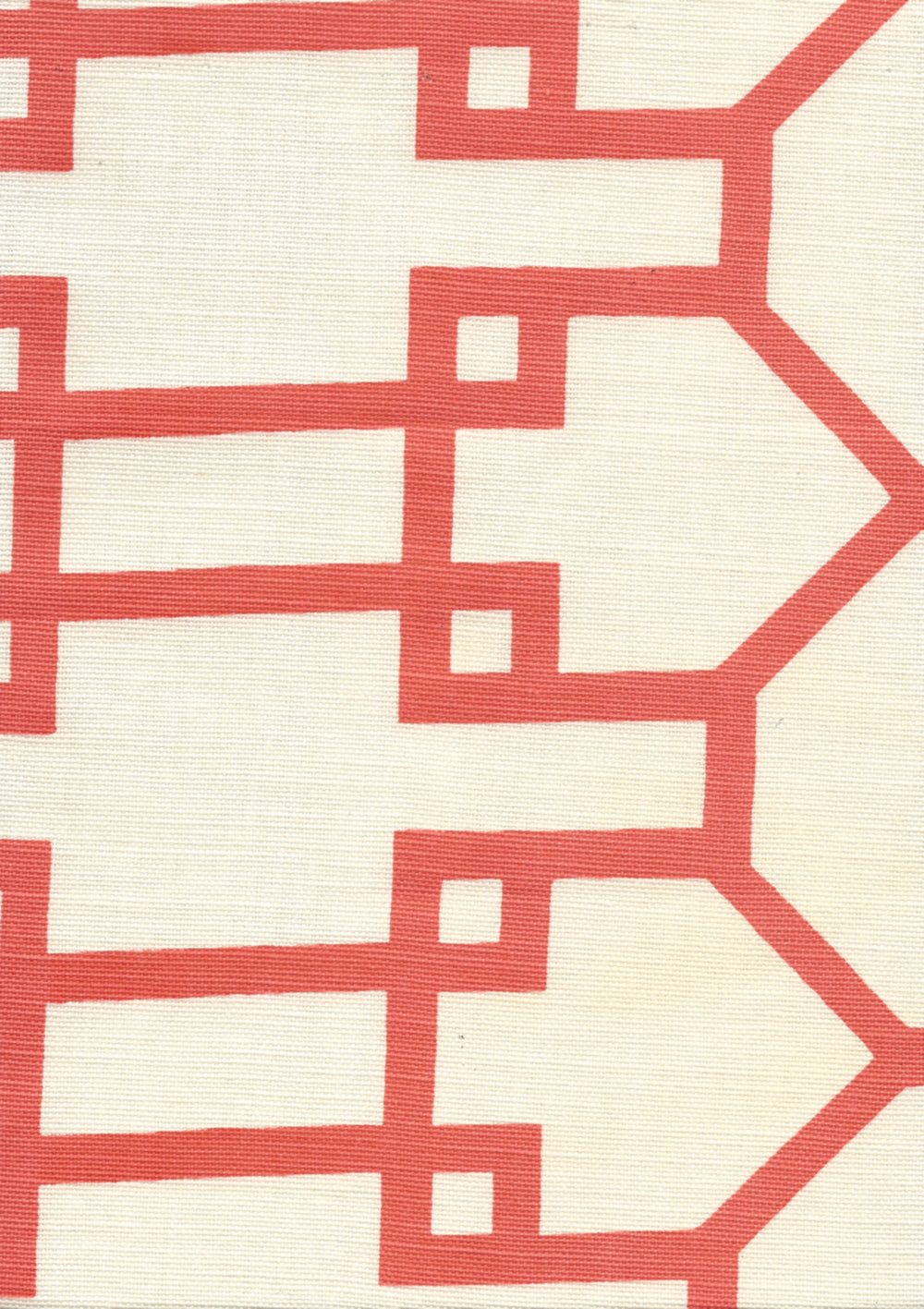 300403F Brighton Orange on Tint Quadrille Fabric