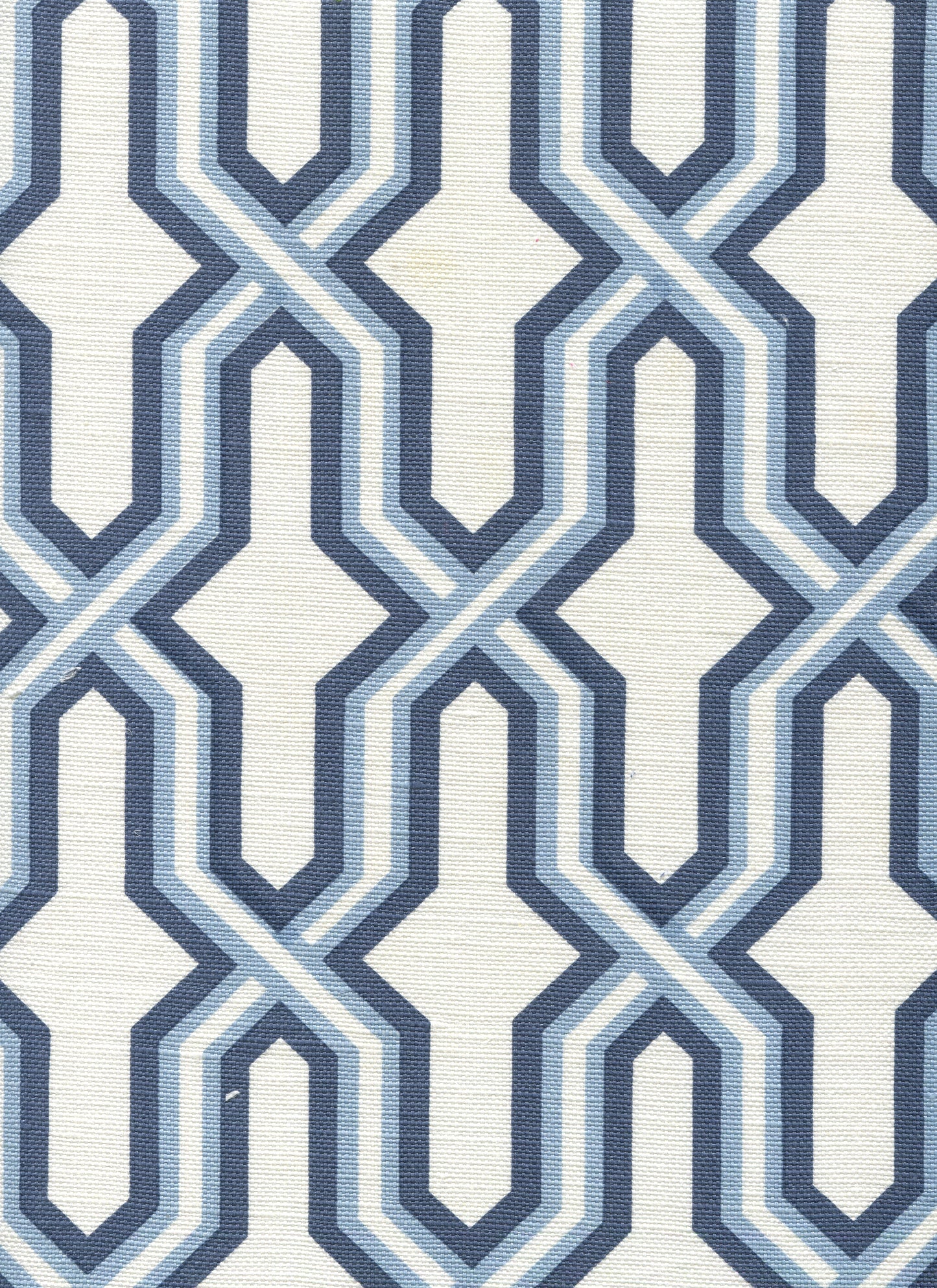 6300-CUST3 GORRIVAN FRETWORK Navy Periwinkle on White Custom Only Quadrille Fabric