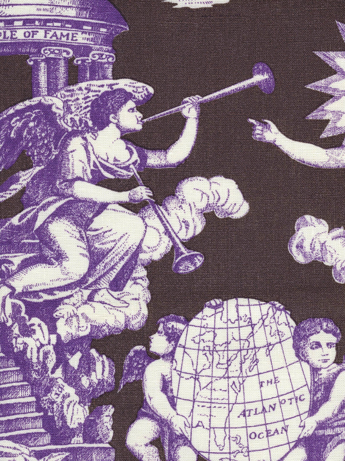 302287F-CU INDEPENDENCE TOILE Purple Brown on Linen Quadrille Fabric