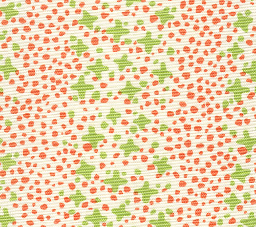 AC220-07LC JACKS II Lime Green Orange Dots on Tint Quadrille Fabric