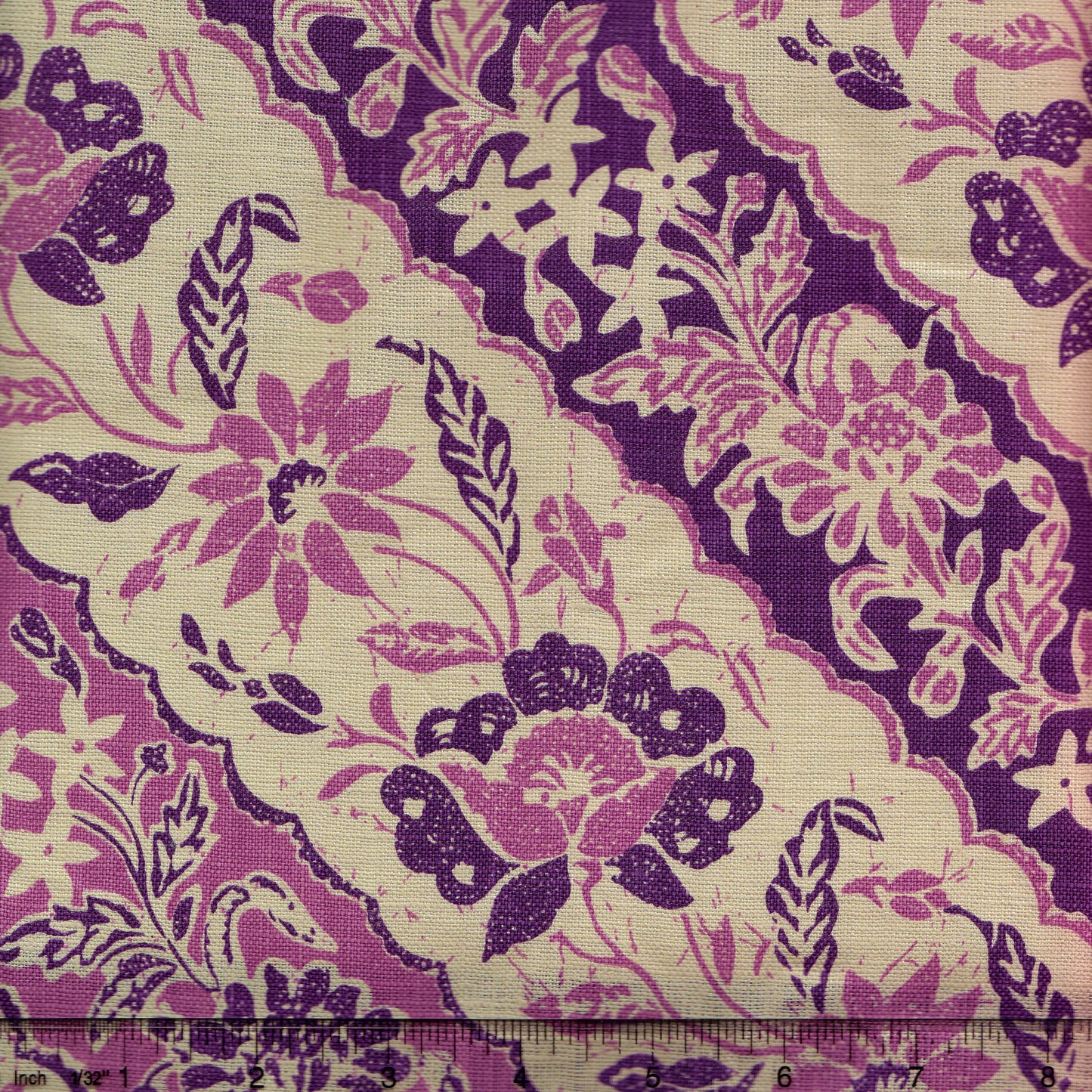 7810T-06 LIM DIAGONAL Lilac Purple on Tan Quadrille Fabric