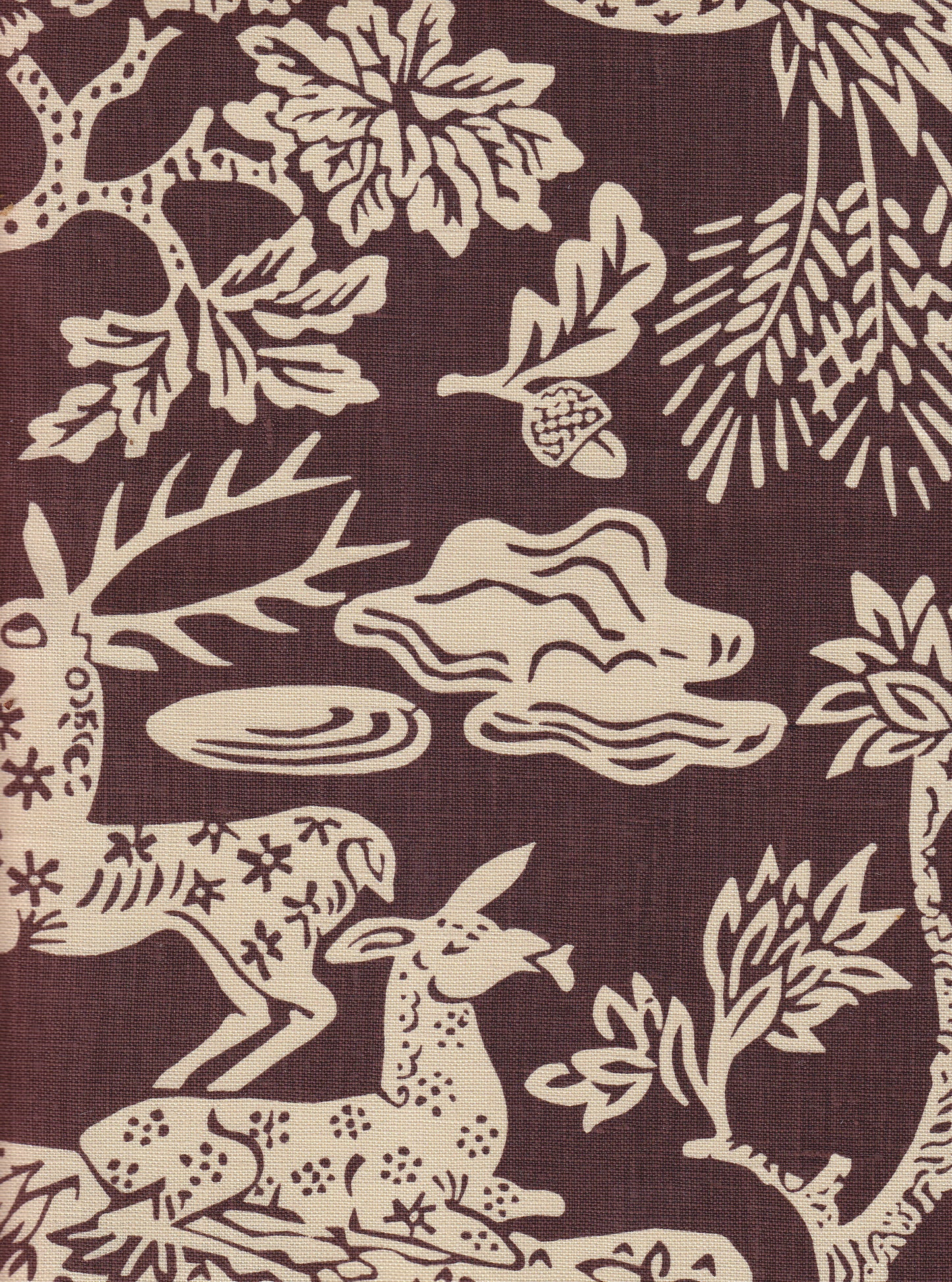 302455T-07 Magic Garden Reverse Brown on Tan Quadrille Fabric