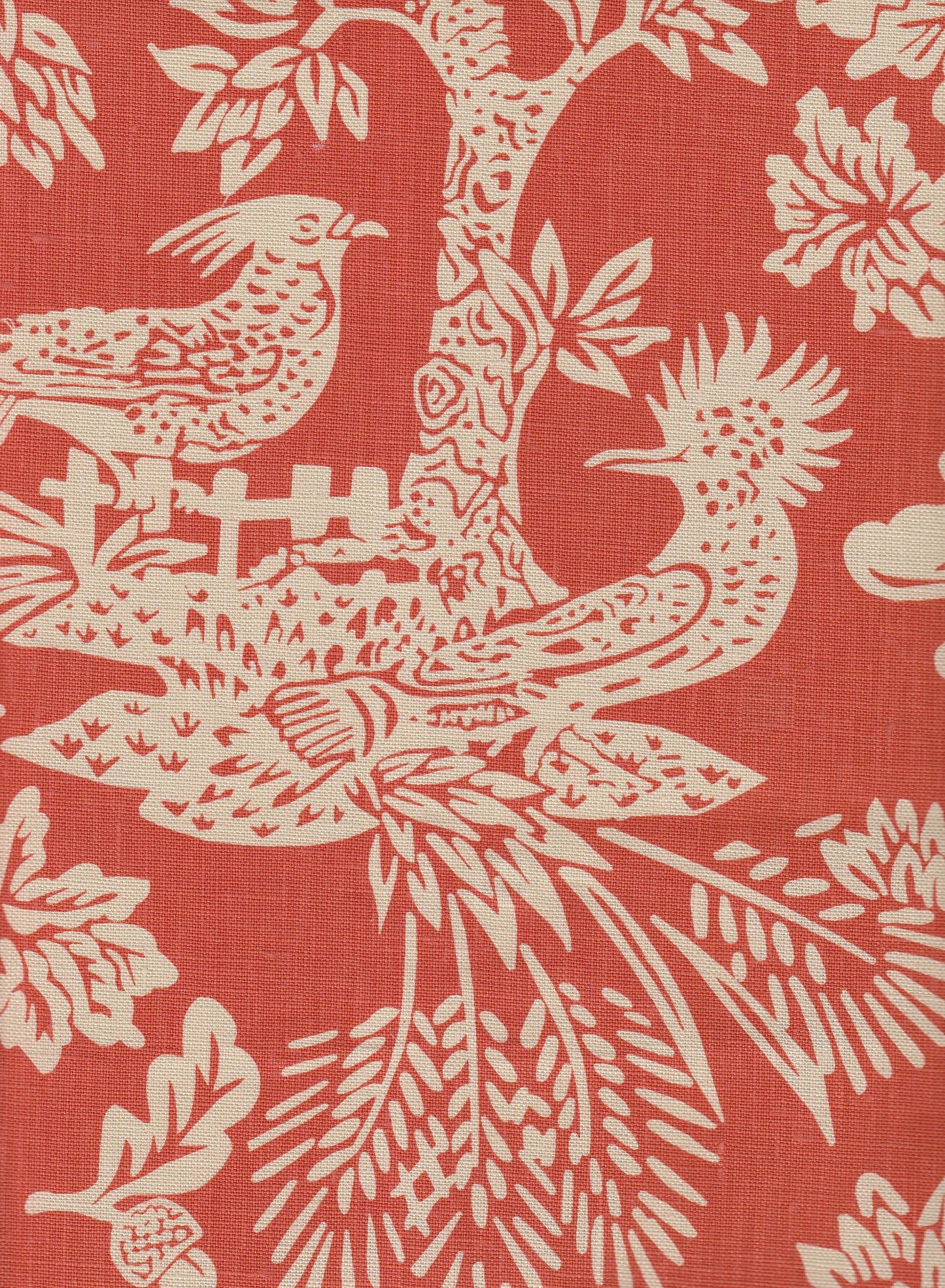302455T-04 Magic Garden Reverse Burnt Orange on Tan Quadrille Fabric