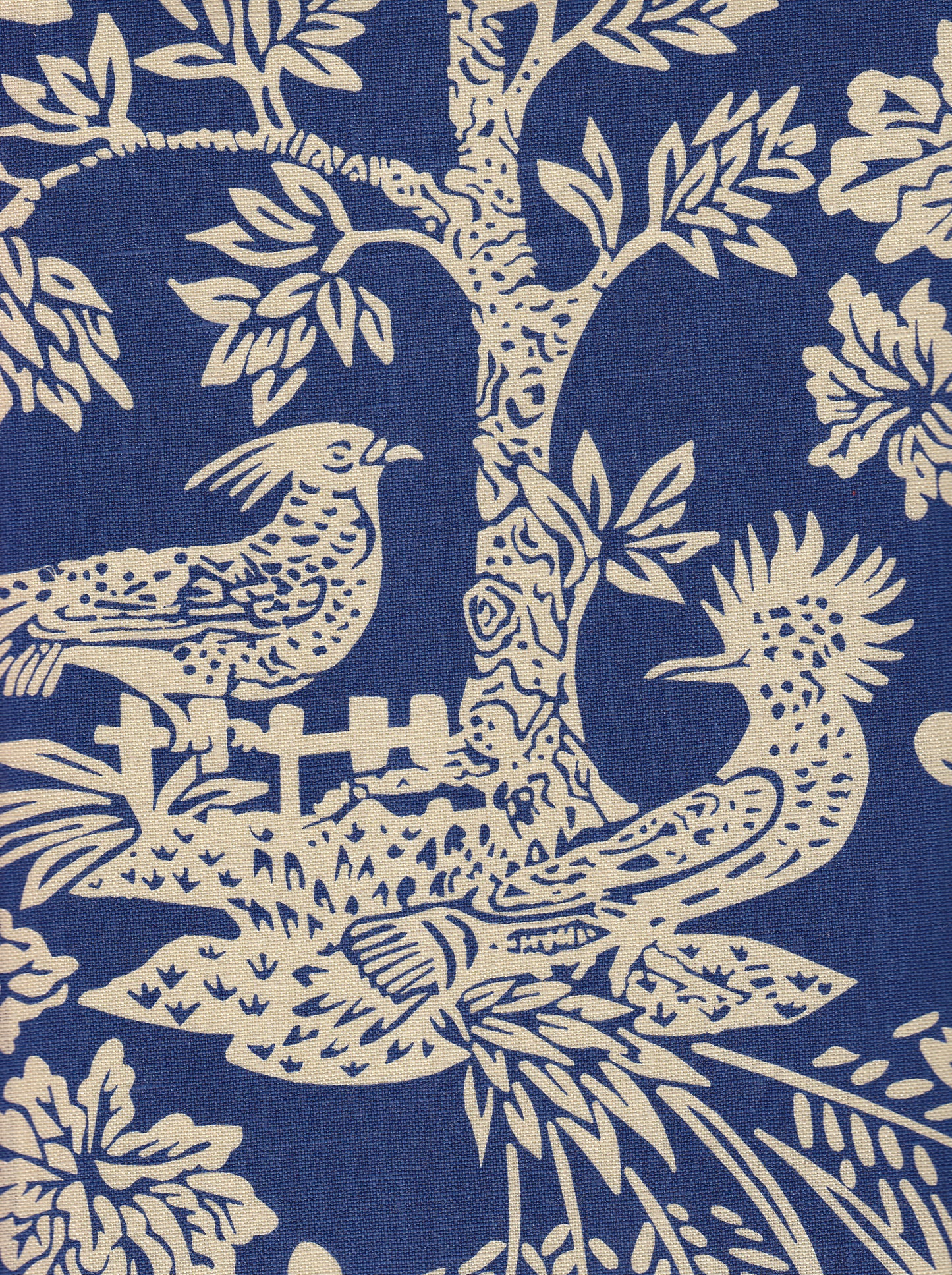 302455T-06 Magic Garden Reverse Navy on Tan Quadrille Fabric