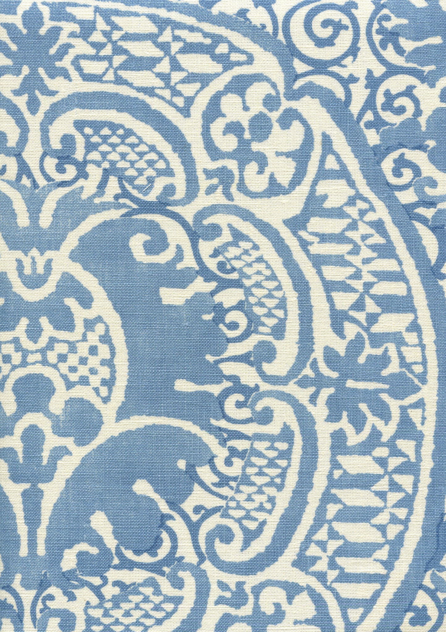 302217F VENETO Denim Blue on Tint Quadrille Fabric