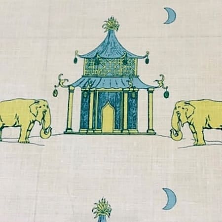 PAGODA Kiwi On White Katie Ridder Fabric