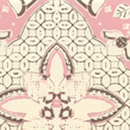 6430-14WP NEW BATIK Pink Brown On Off White Quadrille Wallpaper
