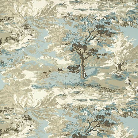 T10865 LINCOLN TOILE Beige And Spa Blue Thibaut Wallpaper