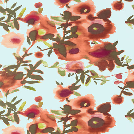 T13086 OPEN SPACES Aqua And Coral Thibaut Wallpaper