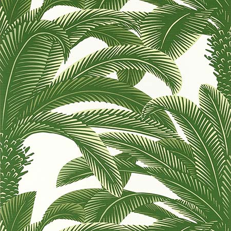 T13907 QUEEN PALM Green Thibaut Wallpaper