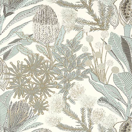 T13924 PROTEA Neutral And Spa Blue Thibaut Wallpaper