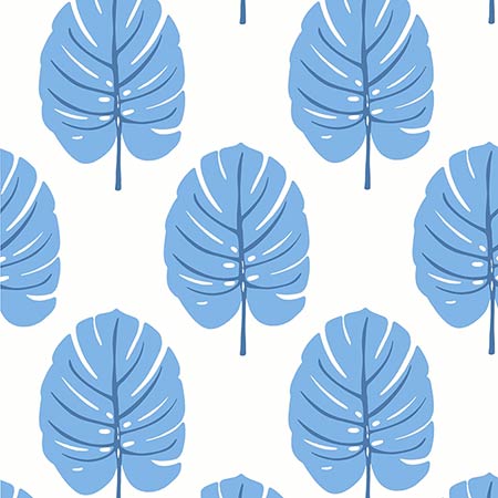 T13953 MONSTERA Blue Thibaut Wallpaper