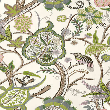 T14306 WINDSOR Brown And Green Thibaut Wallpaper
