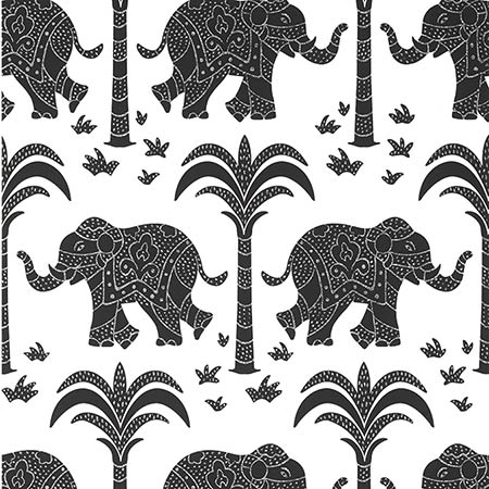 T16202 ELEPHANT Black Thibaut Wallpaper