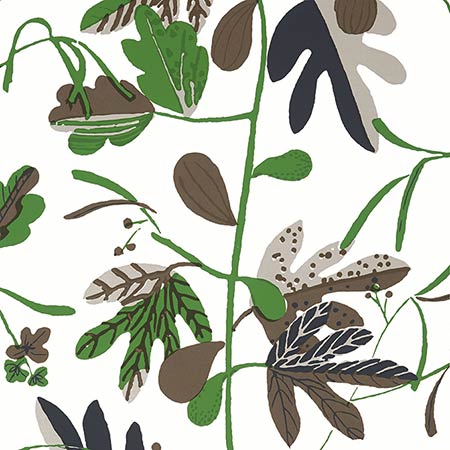 T16208 MATISSE LEAF Black And Green Thibaut Wallpaper