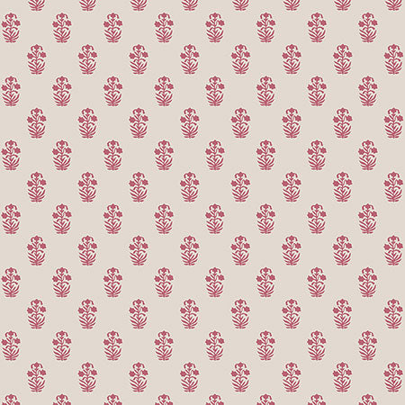 T36406 CORWIN Raspberry On Natural Thibaut Wallpaper