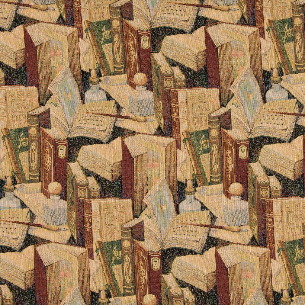 1008 Novelty Library Green,Orange & Rust Charlotte Fabrics