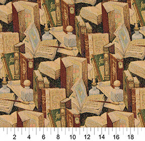 1008 Novelty Library Green,Orange & Rust Charlotte Fabrics