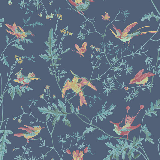 100/14068-CS HUMMINGBIRDS Indigo Multi-Colour Cole & Son Wallpaper