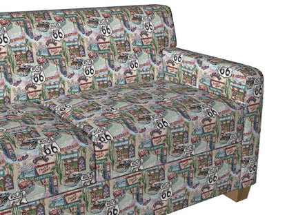 1011 Novelty Route 66 Aqua & Teal,Green Charlotte Fabrics