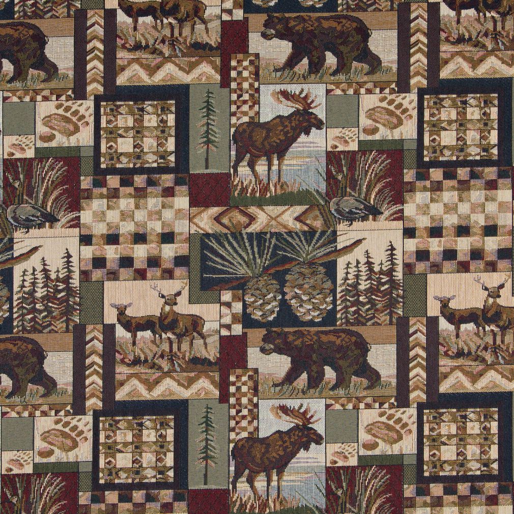 1014 Novelty Aspen Green,Red & Burgundy Charlotte Fabrics