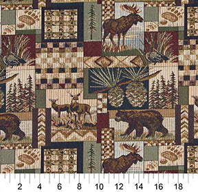 1014 Novelty Aspen Green,Red & Burgundy Charlotte Fabrics