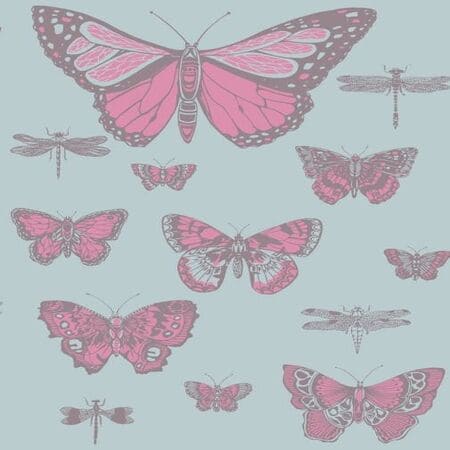 103/15062-CS BUTTERFLIES & DRAGONFLIES Pink On Blue Cole & Son Wallpaper