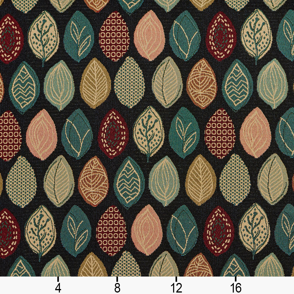 10640-02 Abstract & Geometric,Leaves nan Aqua & Teal,Black Charlotte Select