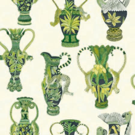 109/12056-CS KHULU VASES Green White Cole & Son Wallpaper