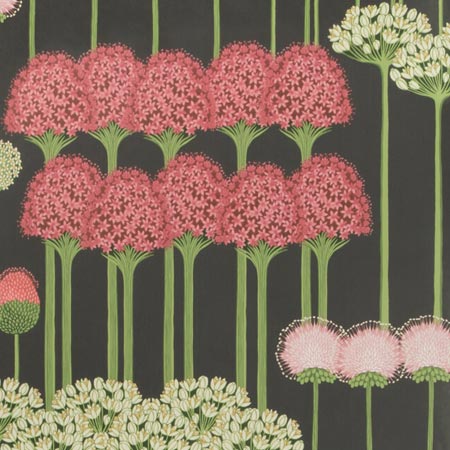 115/12037-CS ALLIUM Coral Light Green Charcoal Cole & Son Wallpaper