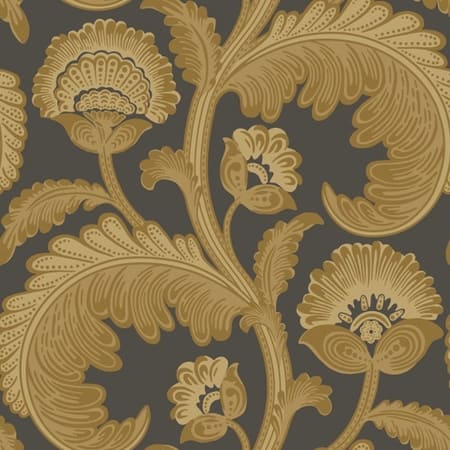 116/7027-CS Fanfare Flock Ochre Charcoal Cole & Son Wallpaper