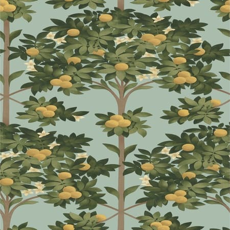 117/1002-CS Orange Blossom Lemon Dark Olive Green Duck Egg Cole & Son Wallpaper