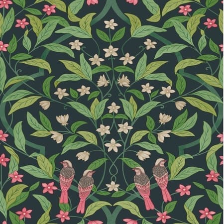 117/10028-CS Jasmine & Serin Symphony Rose Green Viridian Cole & Son Wallpaper