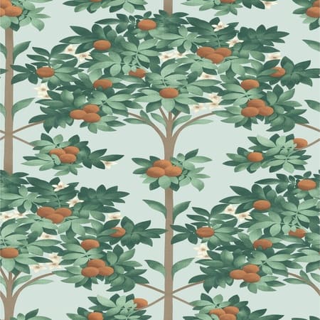 117/1004-CS Orange Blossom Burnt Orange Mint Seafoam Cole & Son Wallpaper