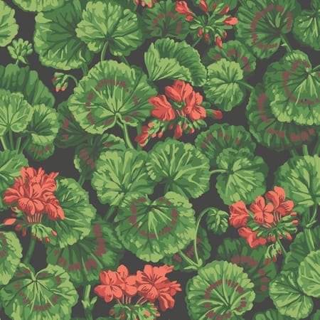 117/11033-CS Geranium Rouge & Leaf Greens On Black Cole & Son Wallpaper