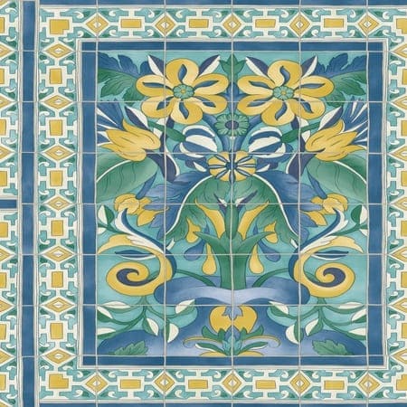 117/5013-CS Triana Canary Yellow & China Blue On Teal Cole & Son Wallpaper